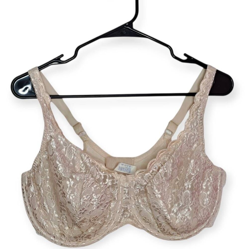 Olga Vintage Women's Plus Size Shimmerlace Embroidered Lace Bra #35017 40D